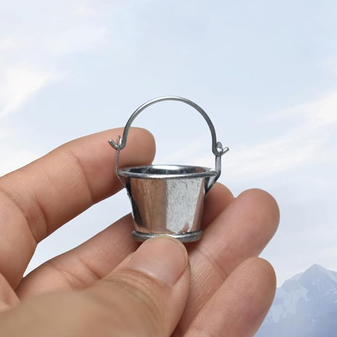 0.87inch Galvanized Mini Tin Bucket with Handle, Set of 24, Ideal for Craft Projects, Micro Landscape and Micro House