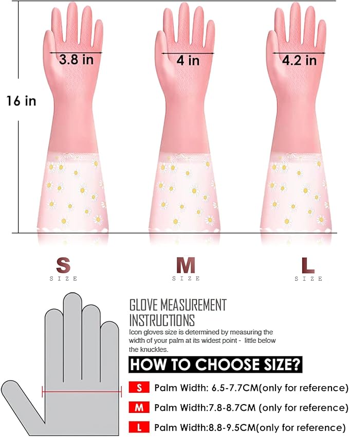 KAQ Dishwashing Gloves - 3 Pairs Reusable Non-Slip Rubber Kitchen Gardening Household Gloves