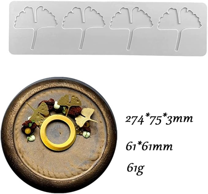 3D Hollow Leaf Fondant Lace Mold Multi Leaves Flower Candy Mold Chocolate Sugar Craft Cake Decoration Cupcake Top (B Ginkgo Leaf_10.96 * 3 * 0.12inch)