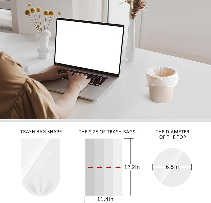 0.5 Gallon Mini Strong Trash Bags, Tiny Bathroom Garbage Can Liners by Teivio, Small Plastic Bags for Desktop Trash Bin/Dog/Poop Car, Fit 2 Liters or Less Can (250 Counts, Clear)