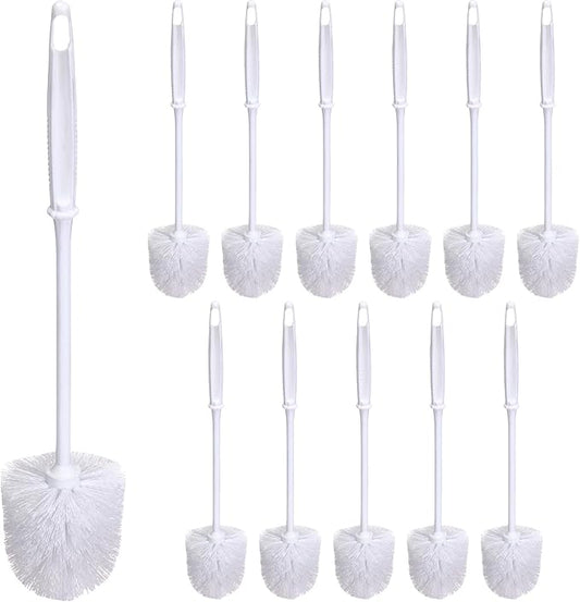 Roshtia 12 Pcs Toilet Bowl Brush White Toilet Brushes Bulk Toilet Scrubber Scrub Brushes with Plastic Handles for Commercial Restrooms Bathroom Cleaning, 13.7 Inch