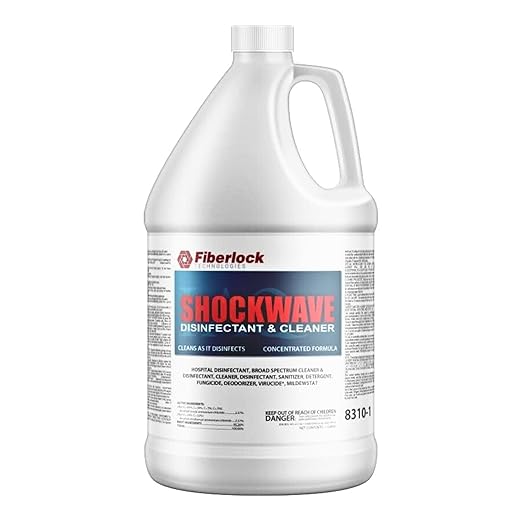 Fiberlock Shockwave Disinfectant Cleaner Concentrate, 1 Gallon, Ideal for Water Restoration & Flood Mitigation, Hospital-Grade Disinfectant, High-Yield Formula