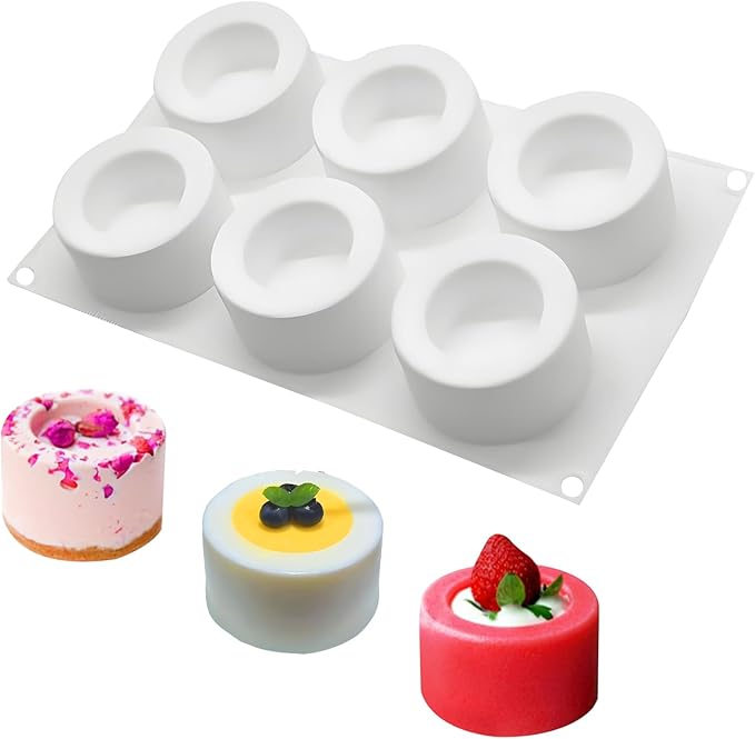 Shot Glass Chocolate Silicone Molds, 6-Cavity Round Mousse Molds for Ice Shot Glass Cookie Candy Mousse Dessert Pudding Dessert