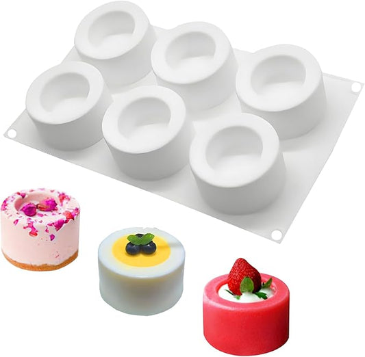 Shot Glass Chocolate Silicone Molds, 6-Cavity Round Mousse Molds for Ice Shot Glass Cookie Candy Mousse Dessert Pudding Dessert