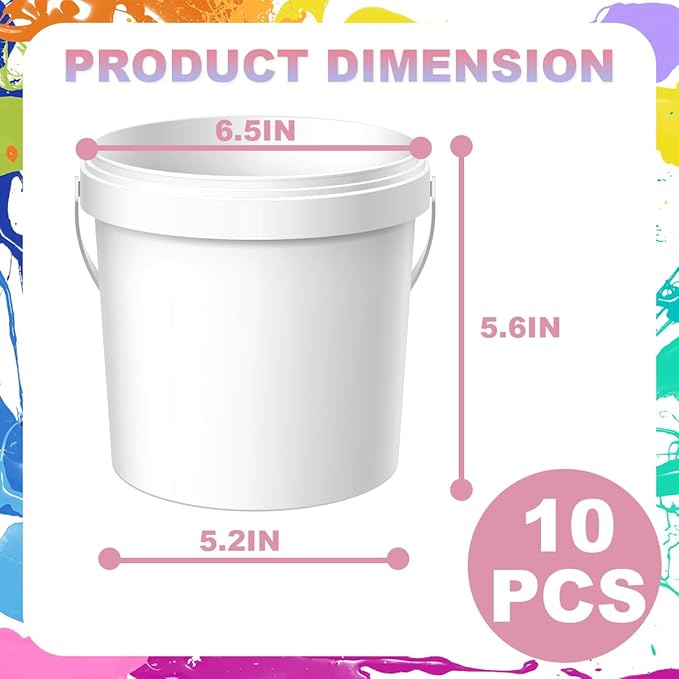 10 Pcs Paint Buckets with Lids and Handles 2 Quart Paint Cans (for Paints) Empty Paint Cans Plastic Paint Containers for Storing Leftover Paint Pigment Varnish, Crafts, Garage Organization