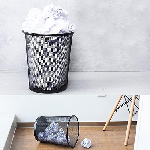 Black Mesh Trash Cans 4 Gallon, 10 Pack, Metal Wire Wastebaskets, Waste Basket Trash Can, Small Trash Cans, Recycling Garbage Container Bin for Office, Home, Bedroom