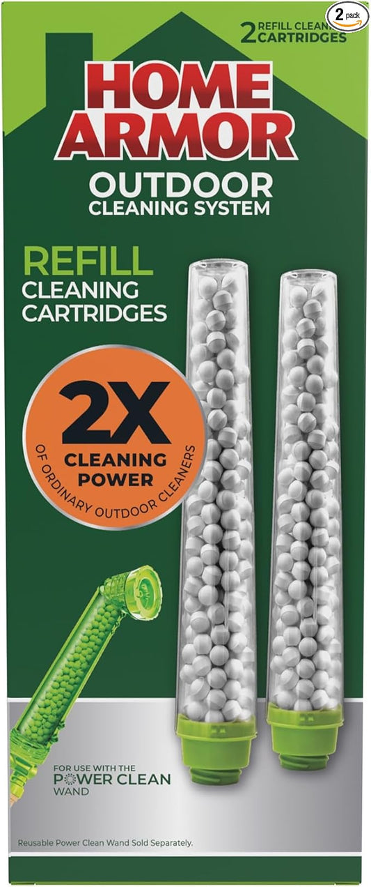 Home Armor Refill Cleaning Cartridge, 2 Pack, For Use with the Power Clean Wand, 2X Cleaning Power of Ordinary Outdoor Cleaners, Single Use Cartridge