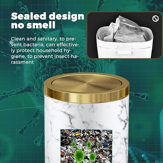 4gallon,Marble Trash Can with Lid,Medium Bedroom Garbage Can,Flip Top Trash Can for Bathroom,Bedroom,Kitchen,Living Room(Marble)