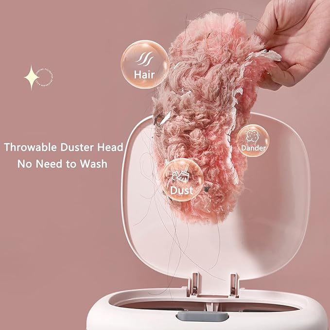 25 Pack Duster Refills with 1 Extended Handle Compatible with S wiffer, Heavy Duty Disposable Dust Removal Tools, Multi-Surface Microfiber Furniture Cleaning Dusters Extendable 35inch Handle - Pink