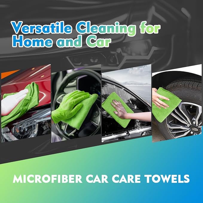HOMEXCEL Microfiber Cleaning Cloth 20 Pack 11.5 x 11.5 Inch Microfiber Towels for Cars Ultra Absorbent Cleaning Rags Lint Free Cleaning Towels for Household Kitchen, Window Car Green