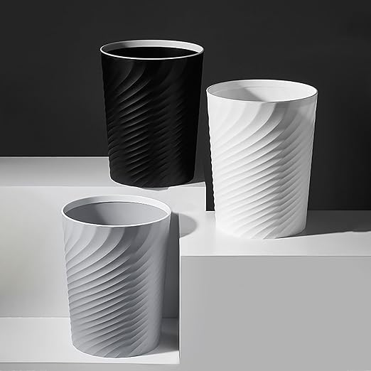 Small Bathroom Trash Can 1.8 Gallon Waste Basket 2 Pack Garbage Can for Toilet Office Bedroom, White