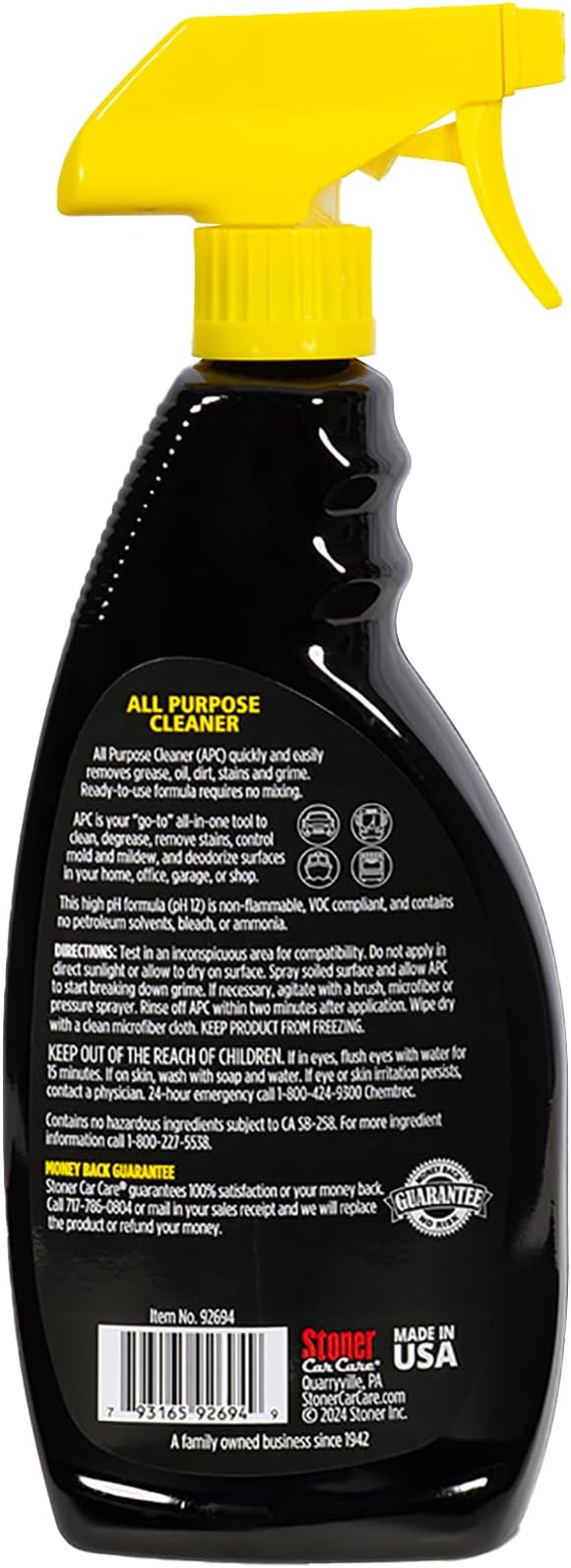 Stoner Car Care 92694-3PK All Purpose Cleaner Powerful Water-Based Cleaner and Degreaser, Easily Removes Dirt, Grease, Stains, and More, Multi-Purpose, Multi-Surface, Ready to Use, 22 Fl Oz, Pack of 3