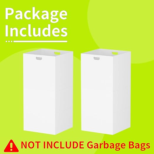 13 Gallon Disposable Trash Cans for Parties, 2 Pack Extra Large Portable Trash Can White Pop Up Trash Cans Bin, Recycle Collapsible Garbage Can Bins for Party Kitchen Camping Trash Can