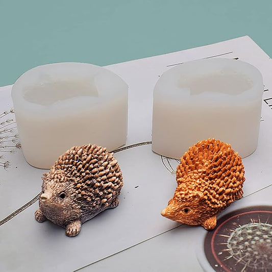 Cute 3D Hedgehog Scented Candle Mold 2 Pack Hedgehog Mold Silicone Mold for Candles Home Decoration Silicone Mold for Resin Hedgehog Resin Mold Cartoon Mold Animal Resin Mold