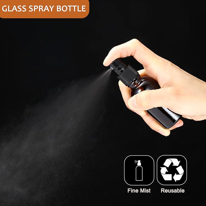 1 oz ml Amber Glass Spray Bottles,Small Empty Fine Mist Refillable Travel Spray Bottle for Cleaning,Perfume,Aromatherapy,Cosmetic Sprays,Hair,Essential Oils with Fine Mist Dispenser（6 Pack）