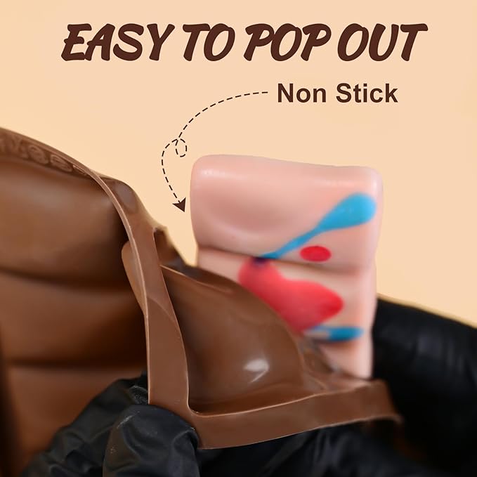 Chocolate Molds, 2 Pack Deep Silicone Chocolate Bar Molds, Non-Stick Chocolate Molds for Dubai Pistachio Stuffed Knafeh Bars, Energy Protein, Wax Melts, Homemade Candy Snacks, 2 Style