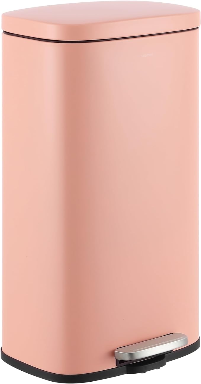 happimess HPM1011F Curtis 8-Gallon Step-Open Trash Can, Fingerprint Resistant, Modern, Minimalistic for Home, Kitchen, Laundry Room, Office, Bedroom, Bathroom, Flamingo Pink