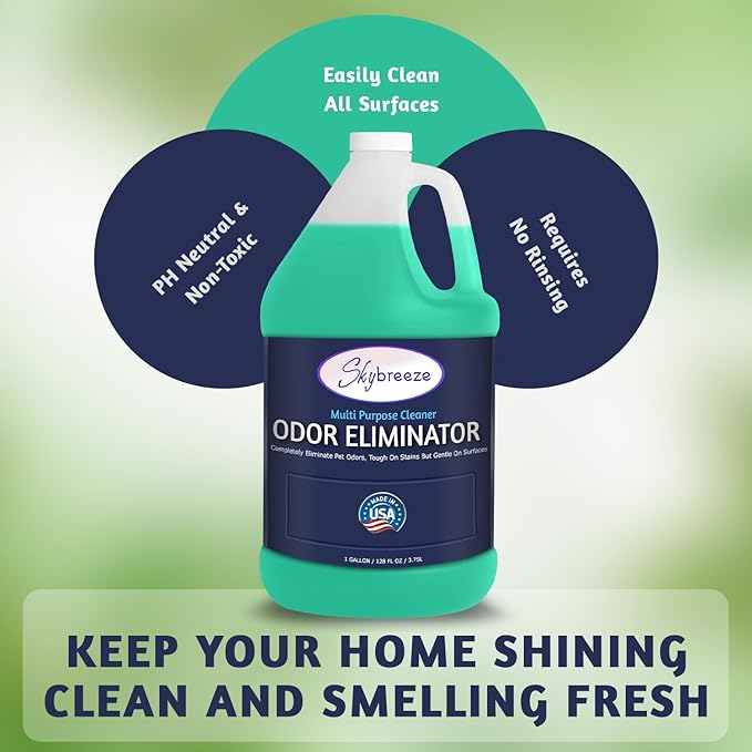 Multi Purpose Cleaner Pet Odor eliminator - pH Neutral - Strong Odor Floor Cleaner - Pet Odor Eliminator for Home - Best Scent Remover for Cat and Dog Pee All Purpose Cleaner 1 gallon (Sky Breeze)