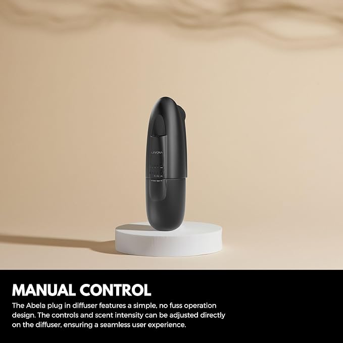 Levona Scent Abela 100 - Essential Oil Diffuser & Plug in Air Freshener for Home, Office and Hotel Use, Waterless Diffuser & Nebulizer - Matte Black, 500 sqft (Button Control, Oil Not Included)