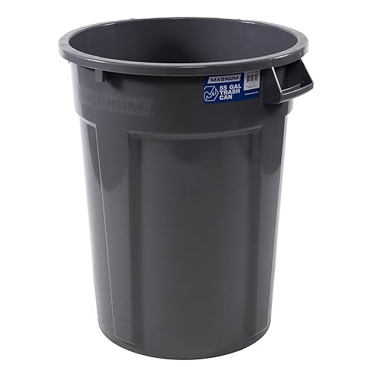 55 Gallon Trash Can, Construction Grade, Heavy Duty Plastic, Jobsite Ready for Handling and Holding Garbage CMTC-C000-55G01 (1 Pack)