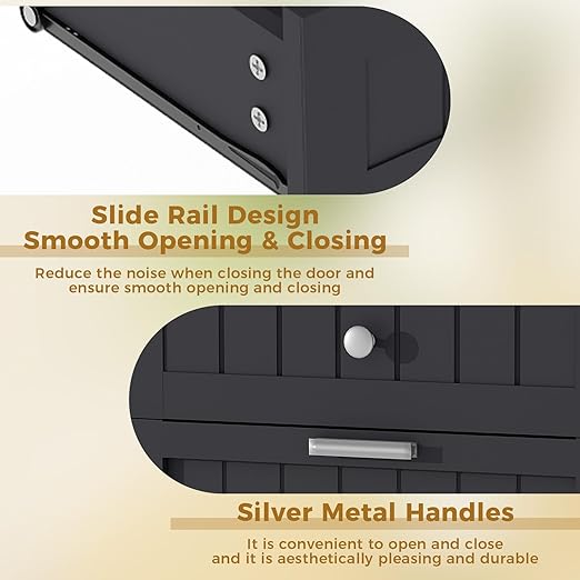 10 Gallon Tilt Out Trash Cabinet, Wood Freestanding Garbage Recycling Cabinet with 1 Door, Hideaway Drawer & Pet Proof Design, Black Trash Bin Holder for Kitchen, Living Room