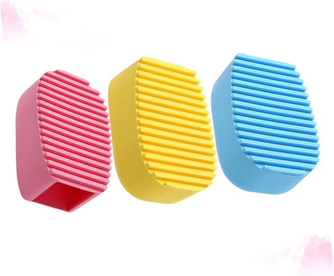 3pcs Mini Handheld Washboard Candy Silicone Laundry Brush for Stains and Spots Cleaning for Cuffs Collars Socks and More Yellow