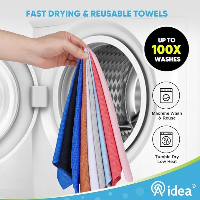 AIDEA Microfiber Cleaning Cloth 165 Sheets 3 Roll, Black Microfiber Towels for Cars, Shop Rags Washable, Cleaning Rags Reusable Paper Towels for Automotive, Mechanic, Workshops, House, 11×9"