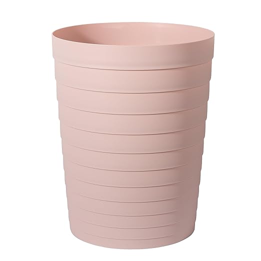 UUJOLY Small Bathroom Trash Can Wastebasket, Plastic Garbage Bin Container Basket for Bathrooms, Laundry Room, Kitchens, Offices, Kids Rooms, Dorms, Pink, 1.8 Gallon