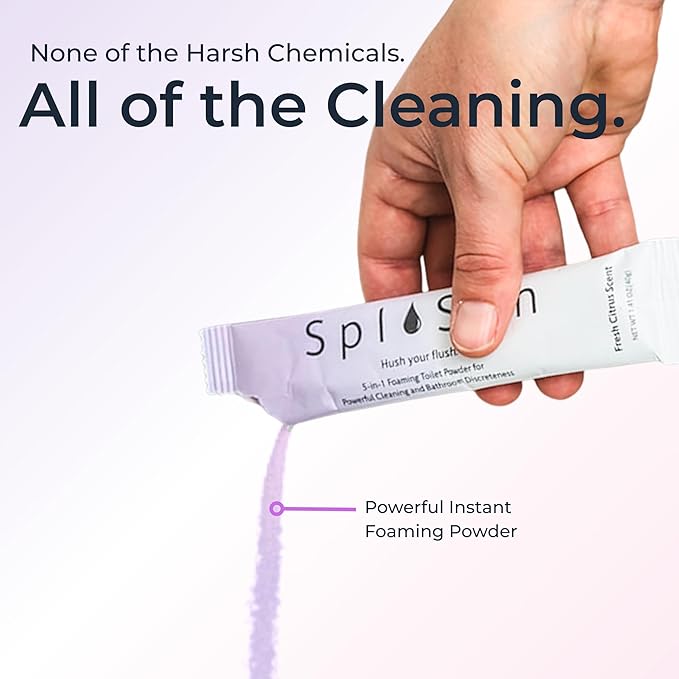 SplaShh 5 in 1 Toilet Bowl Cleaner, 30 Powder Packets, No Harsh Chemicals, Replaces Toilet Sprays, Toilet Pods, Toilet Tablets, Toilet Bowl Cleaner