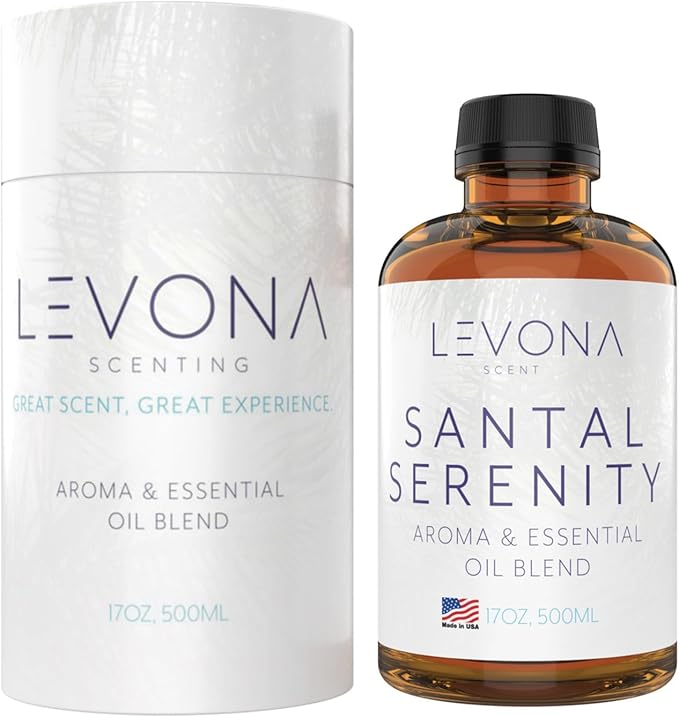Levona Scent Santal Serenity Essential Oil: Notes of Sandalwood, Papyrus & Amber - aromatherapy oils for hotel, home and office - Fragrance oil for diffusers & Humidifiers - Home Luxury Scents -500 Ml