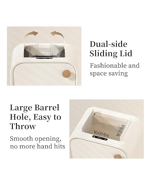 Motion Sensor Trash Can - Automatic Touchless 5.5 Gallon / 20L Garbage Bin for Livingroom, Bedroom, Office (White)