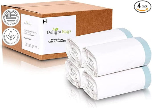 Compatible with Simplehuman Code H 200 Count, Eco-Friendly, White Drawstring Trash Bags Made in the USA with 70% CERTIFIED Post Consumer Material (Code H)