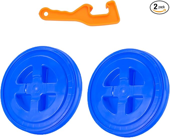 2 Pieces 5 Gallon Bucket Lid with Bucket Lid Opener,Plastic Storage Bucket Leak-Proof Screw Seal Lids,Pet Food Storage Container Lid for Home Paint Storage Buckets