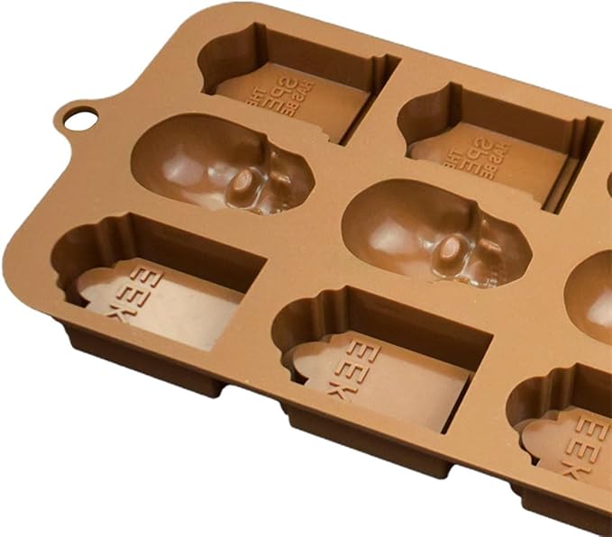 mostsom Chocolate Molds Halloween Molds Silicone for Chocolate 3D Halloween Candy Gummy Mold Skull Gravestone Shapes Mold (E_ 8.92x4.04x0.56 inch)