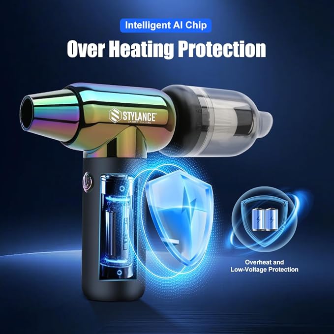 Compressed Air Duster - Barber Blower, Electric Duster, 3 Gear Mini Portable Jet Dry Air Blower, Cordless Vacuum Cleaner, for PC, Office,Salon, Fan, Laptop, Keyboard, Car (Green)