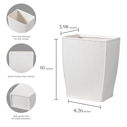 White Bathroom Trash Can, Stylish 1.32 Gallon/5 Liter Waste Basket for Living Decor, Bathroom, Office,Party,Room,Kitchen