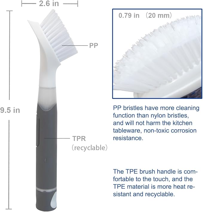 CELOX Dish Soap Brush with Soap Dispenser for Dishes, Pans, Sink, Pots