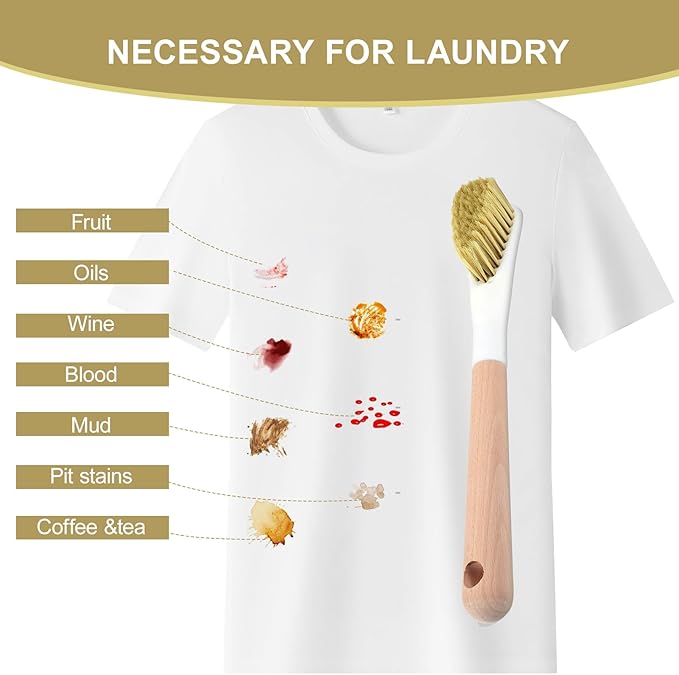Soft Bristle Laundry Brush for Stain Removal, Multi-Purpose Scrub Brushes for Cleaning Clothes and Shoes, Portable Stain Brush with Long Handle, Suitable for Laundry and Fabric Care