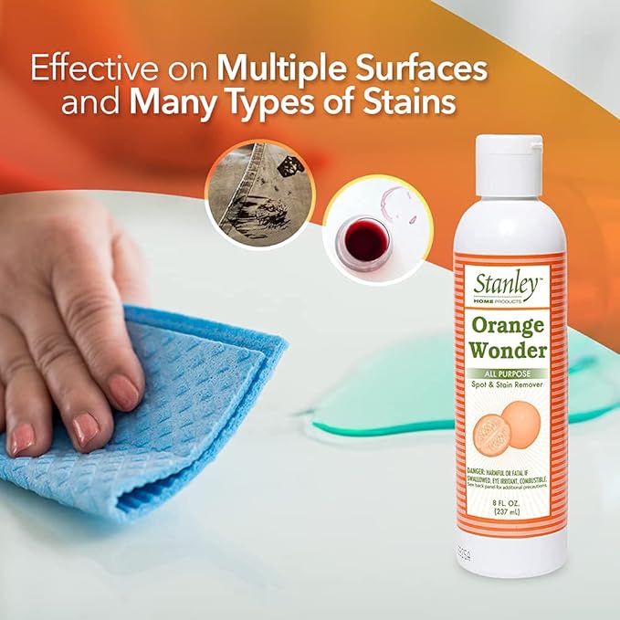 Stanley Home Products Orange Wonder All-Purpose Spot and Stain Remover - Eco-Friendly Oil & Grease Cleaning & Laundry Detergent For Baby & Kid's Clothing, Carpet, Furniture, Couch & Car Interior (Pack 6)