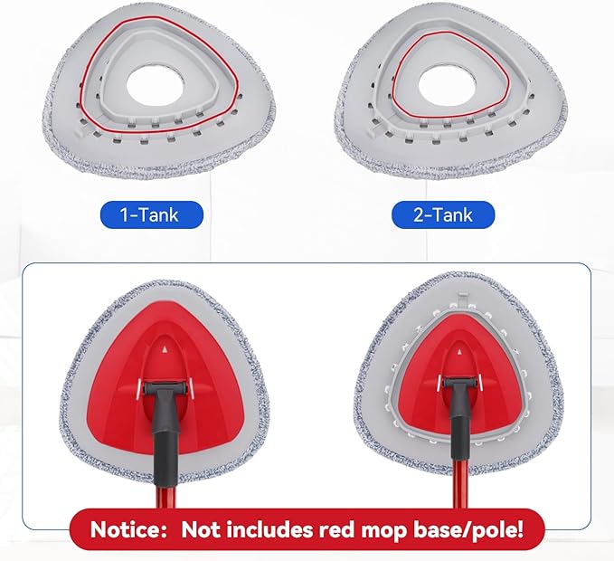 Spin Mop Head Refill for Vileda/Ocedar EasyWrin & RinseClea Spin Mop - Fit Both of EasyWrin 1-Tank & RinseClean 2-Tank System,Rotating Microfiber Triangle Replacement Pads - 6 Cloth 1 Mop Base