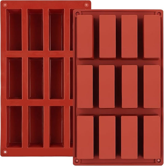 JOERSH 2pcs Granola Bar Mold Rectangle Silicone Candy Bar Mold Deep for Baking Chocolate Energy Bars/Protein/Nutrition/Cereal Bars/Cheesecake/12-Cavity Butter Mould
