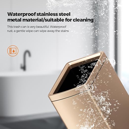 18 Liter / 4.7 Gallon Gold Dual Trash Can, Slim Open Top Office Trash Can, Commercial Grade Heavy Gauge Small Trash Can, Brushed Stainless Steel(18L Champagne Gold)