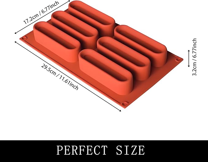 Finger Chocolate Silicone Mold 6-Cavity Bar Mold for Chocolate, Candy, Bread, 11.6 x 6.8 x 1.3 inches