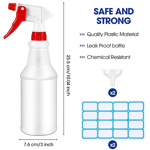 Yinder 18 Pcs 16 Oz Plastic Spray Bottle Bulk Empty Refillable Spray Bottles for Cleaning Solution Leak Proof Water Sprayer with Adjustable Nozzle Mist/Stream Mode(Red, Blue, Green)