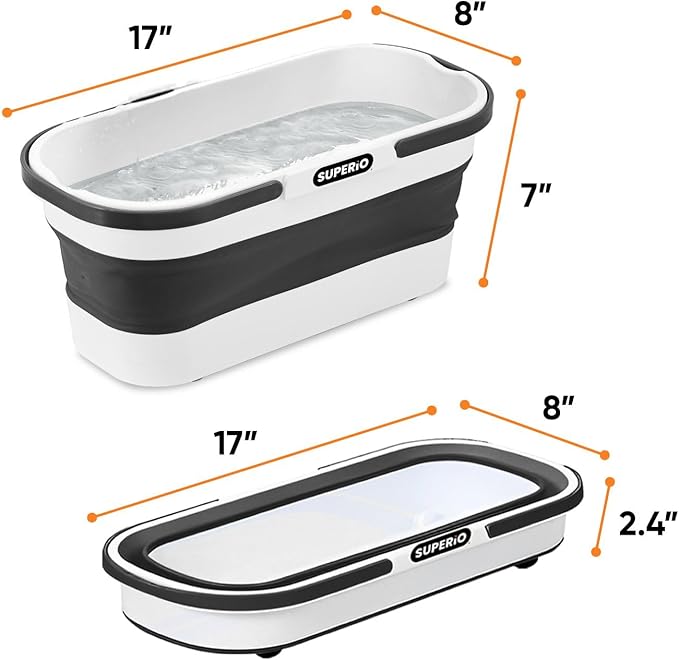 Superio Fold N' Go Mop Buckets with Wheels 4-Pack - Collapsible Cleaning Bucket, 10L, Portable Water Pail for Home, Car, and Outdoor Use
