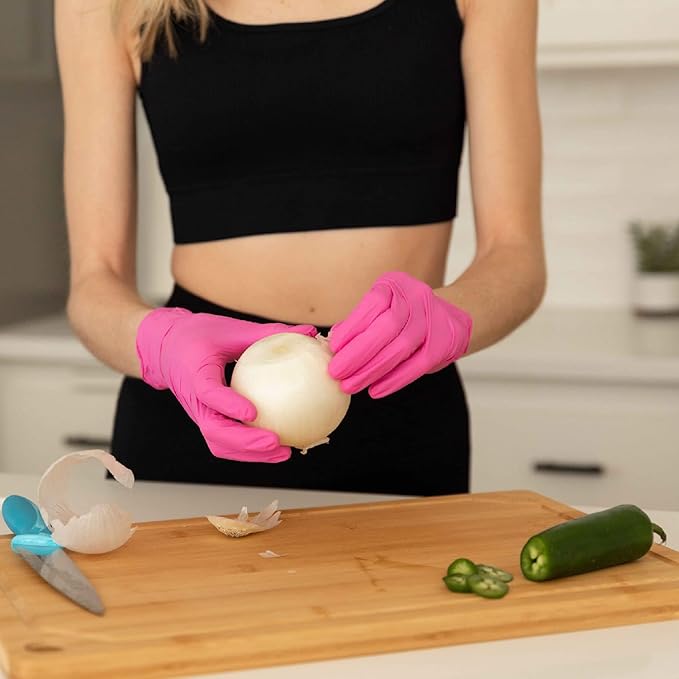 FRAMAR Pink Gloves Disposable Latex Free – Pink Nitrile Gloves Small, Disposable Glove Small, Powder Free, For Hair Dye, Salon, Cleaning, Tattoo, Food Prep, Mechanic, Extra Durable – 100 Pack