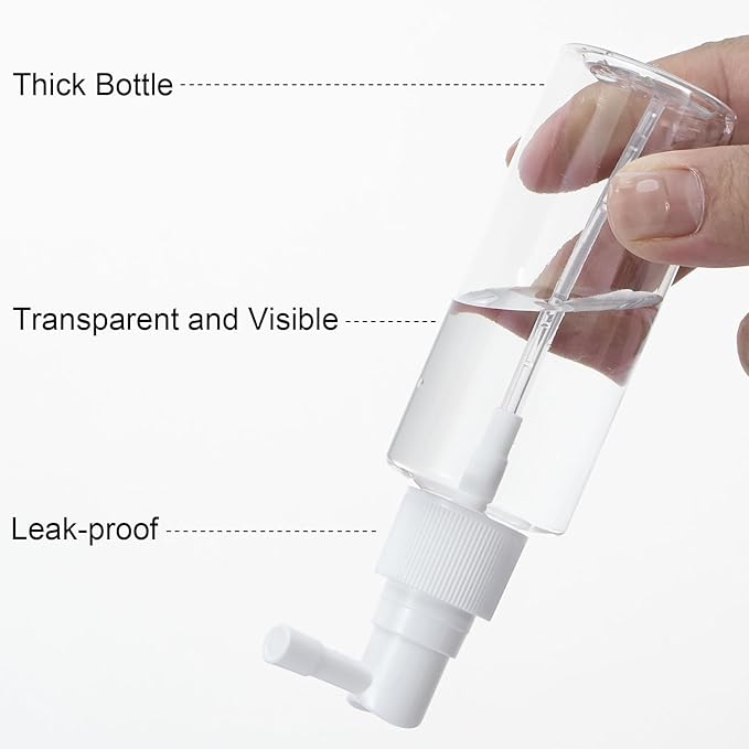 Yebeauty 6 Pack 60ml/2oz Refillable Travel Size Spray Bottle Plastic Long Mouth Mini Spray Bottles Empty with Tight Cap Reusable Atomizers for Gardening Perfumes Mouthwash, Clear Fine Mist Bottle