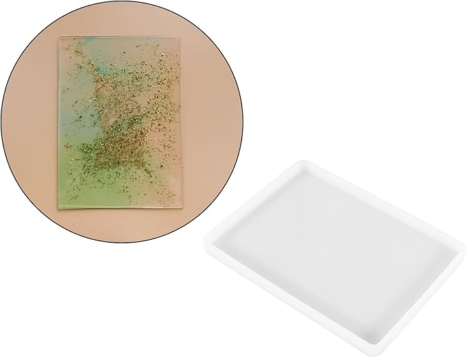 2pcs 7x5 inch Resin Tray Molds, Rectangle Silicone Molds, Flat Concrete Molds Resin Epoxy Silicone Board Molds for Resin Epoxy DIY, White