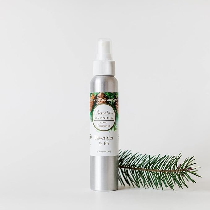 Victoria's Lavender Room Spray, All Natural Home Atmosphere Essential Oil Concentrated Room Spray Air Freshener, Bathroom Odor Eliminator, Luxury Spray Made in the USA, Lavender & Fir - 1 Pk (4 Fl Oz)