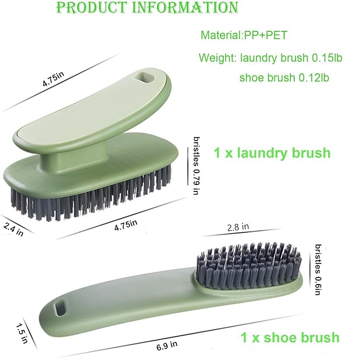 Household Small Scrub Brushes Laundry Cleaning Board Brush Easy Grip Shoe Brush Soft Bristle Brush Household Cleaning Clothes Shoes Scrubbing Cleaning Supplies for Stains 2 Pack